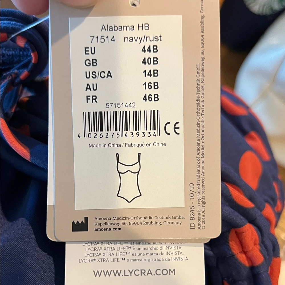 Amoena Alabama HB Navy and Rust Polka Dot Swimsuit - Picture 2 of 3